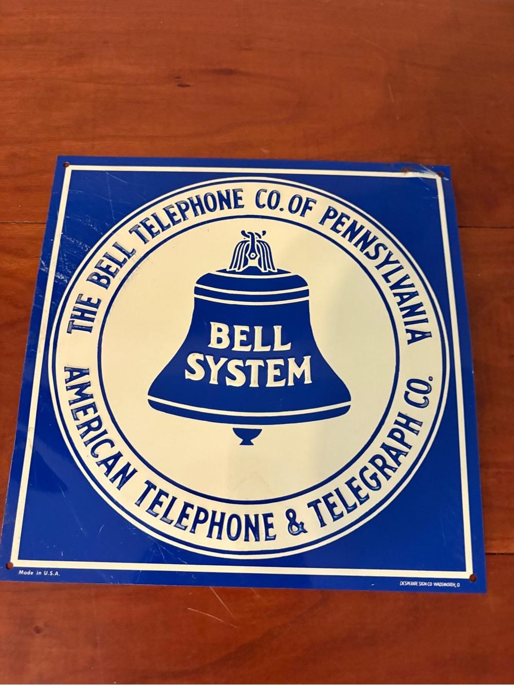 Bell System Porcelain Enamel Telephone Advertising Sign Ande Rooney 8x8